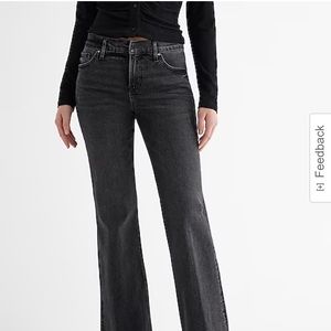 Mid Rise Black Raw Drop Hem 70’s Flare Jean